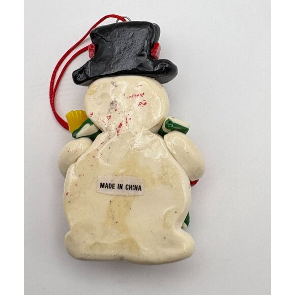 Vintage Frosty the Snowman Christmas Ornament with Broom Scarf Mittens & Top Hat - Picture 2 of 6